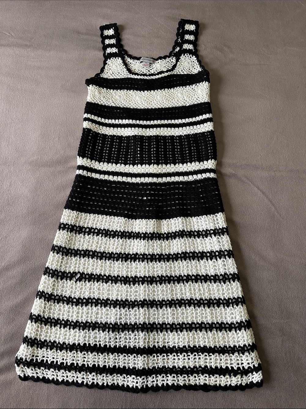 Tommy Hilfiger White and Black Crochet Dress